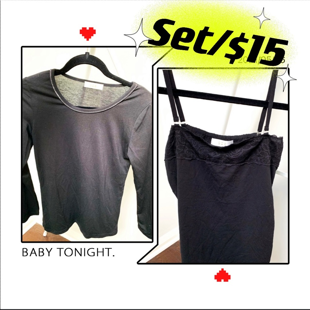 3/$30 Brand New🇯🇵All-match black inner&cami set